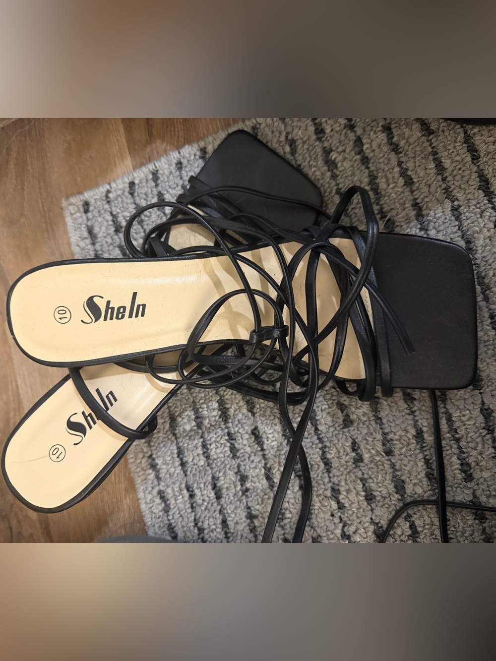 SHEIN Black Strappy Lace-Up High Heels - Picture 2 of 3